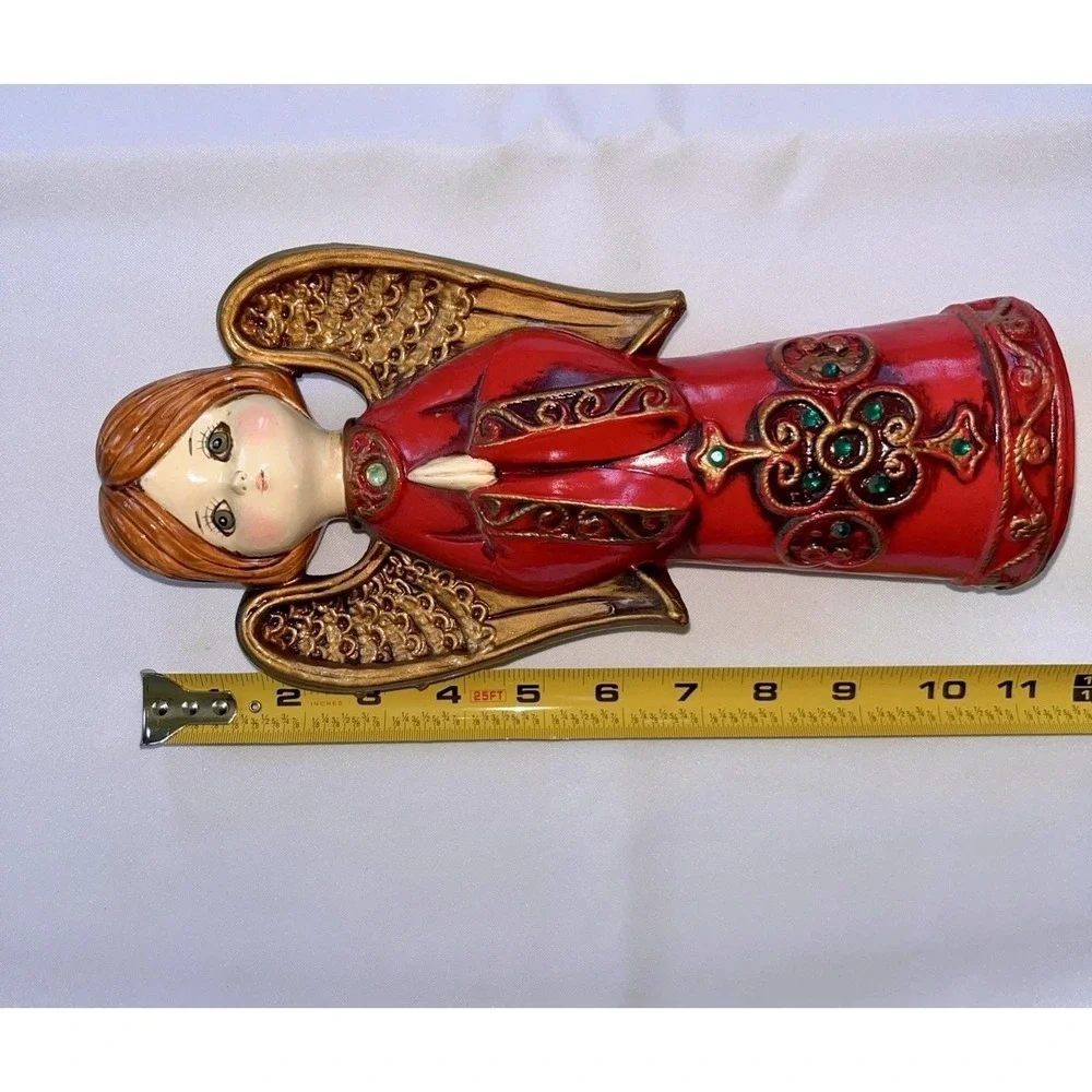 Vintage 1960's Ardco MCM Paper Mache Big Eyes Prayer Angel With Rhinestones
